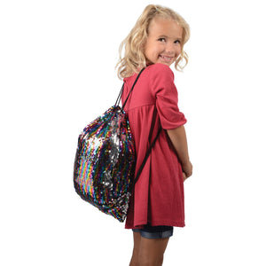 Rainbow Sequins Drawstring Backpack Party Favor