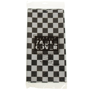 Plastic Table Cover - B&W Check Party Supply