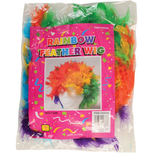 Rainbow Feather Wig Costume Accessory