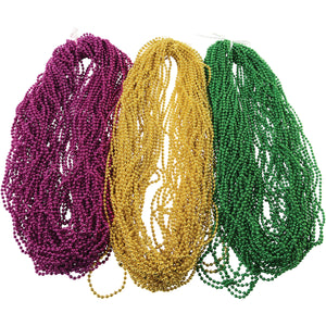 Mardi Gras Metallic Bead Necklaces Party Favor (144 pieces) - Duplicate