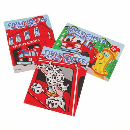 US Toy Assorted Fireman Fire Engine Mini Coloring Books (Lot of 12)