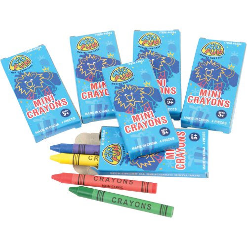 Baker Ross AF989 Mini Crayons - Pack of 8 Boxes, Arts and Crafts Supplies and School Classroom Supplies, Assorted, 7cmx5cm