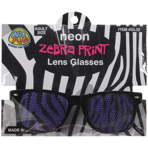 Neon Zebra Print Lens Glasses - Costumes and Accessories
