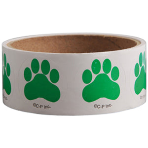 Paw Print Stickers-Green, 100 per roll Party Favor