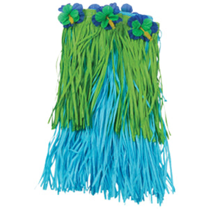 Child Paper Skirt W, flower-Blue, Green Costume Accessory