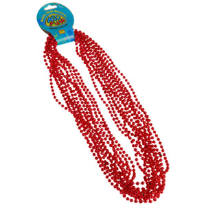 Metallic Bead Necklaces - Red (One dozen) - Sports