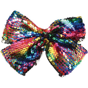 Rainbow Sequins Hair Bow Costume Accessory