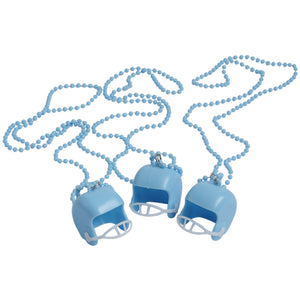 Football Helmet Necklaces - Lt Blue Party Favor (one dozen)
