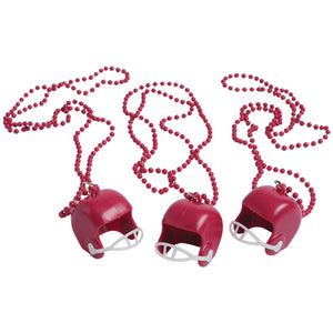Football Helmet Necklaces - Maroon Party Favor (one dozen)