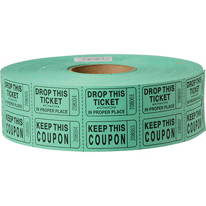 Double Raffle Ticket Green, Event Supply 2000 per Roll